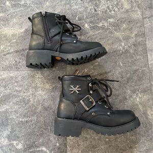 Xelement Black Leather Lace Up Boots Oil Resistant Style 2451 Size 7.5